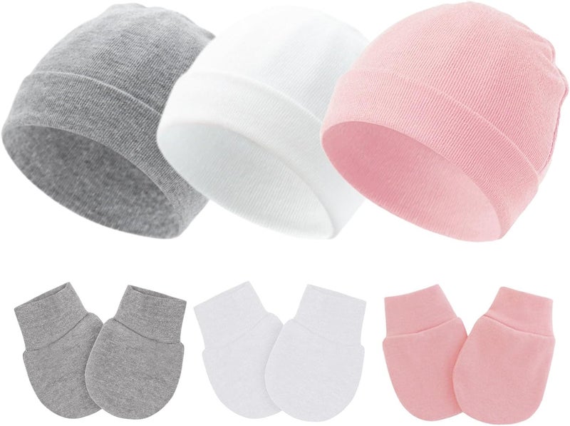 Fecawd Baby Hats and Mittens Newborn Hats Gloves Infant Beanie Soft Cap Mitten Sets for 0-6 Months Boys Girls - Image 1
